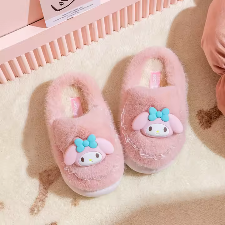 Zapatillas De Algodón Sanrio Para Niñas Genuinas Con Forro De Terciopelo Cálidas Y Antideslizantes Para El Invierno Zapatos Casuales Para Niños - 1