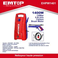 Limpiadora de alta presión sin escobillas EMTOP de 1400 W y 130 bares con cable Sistema de desconexión automática con 1 juego de pistola pulverizadora de agua + manguera de alta presión de 5 m - details 4