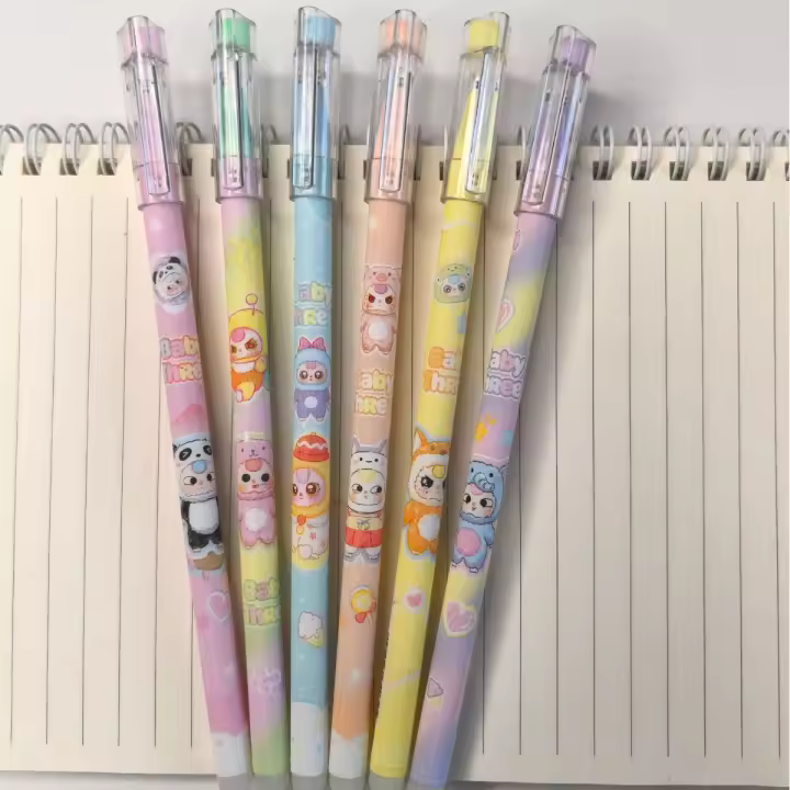 Bolígrafos De Gel Para Bebés Serie Tres 6 Muñecas Borrable Dibujos Animados De Niños Lindos Y Modernos Pluma Neutra De Alta Apariencia - 1