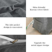 Almohada de Lectura cuña para Cama cojín de respaldo grande para adultos con bolsos - details 2
