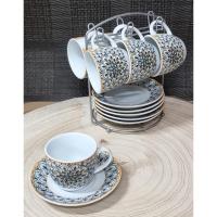 Set 6 Tazas Café con Soporte Metálico Juego de Tazas de Porcelan - details 1