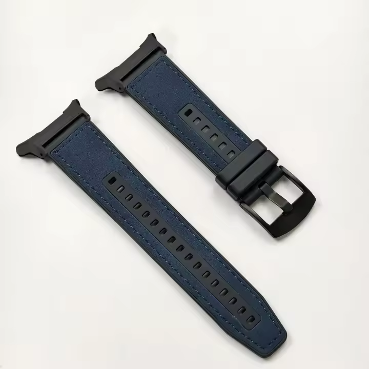 Correa De Cuero Y Silicona Para Samsung Galaxy Watch 7 Ultra 47mm Deporte Unisex Pulsera De Cierre De Hebilla Para Reloj Samsung 7 47mm - 1