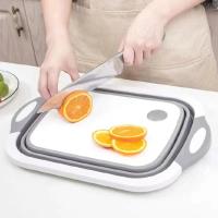 3 in 1 Camping Salad Bowl Portable Cutting Board Chopping Board Kitchen Board Foldable Drain Basket Sink Bowl Picnic Basket Storage Basket PP Plastic Sink for Hiking, Travel, Picnic - details 3