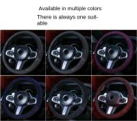 Cubierta De Volante Elástica Decorativa Con Diamantes Para Coche Accesorios De Decoración De Automóvil Material De Flanelleta Tamaño 38cm - details 2