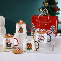 Caja De Regalo De Taza De Cerámica Con Tapa Y Cucharita Para Café Navidad Taza Ecológica Con Accesorios Para Bebidas - details 14