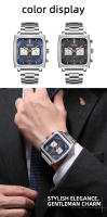Reloj De Pulsera De Cuarzo MEGIR Para Hombre Dial Cuadrado Cronógrafo Multifuncional Deportivo Resistente Al Agua Con Fecha Y Manos Luminosas - details 2