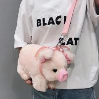 Bolso De Hombro Para Mujer Kawaii Rosa Con Cerdo De Peluche Suave Tote Con Cremallera Y Lazo Lindo Bolsa De Mano Para Estudiantes Y Niños - details 14
