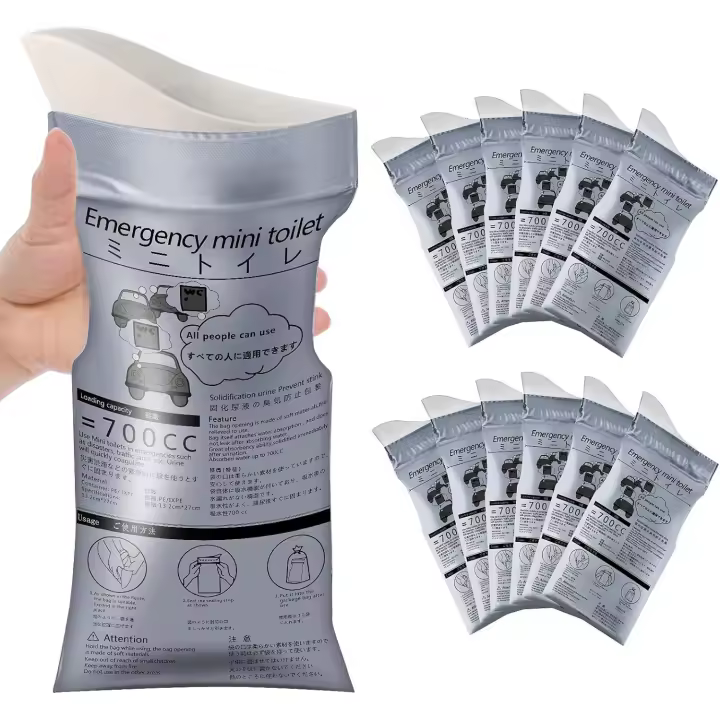 Bolsa Orinal de Emergencia Desechable, 12 Bolsas de Orina Portátiles para Camping, Bolsas de Orina de Viaje, Bolsa de Orina Portátil de Emergencia para Atascos de Transporte, Bolsas de Vómito, para Hombres Mujeres Niños Paciente - 1