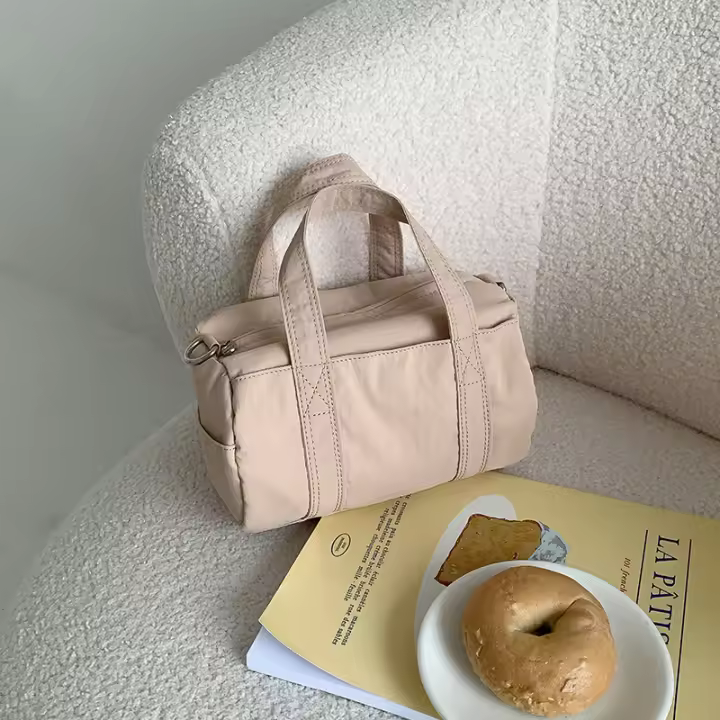 Bolso Bandolera De Nylon Plateado Para Mujer Estilo Casual Verano Bolso De Hombro Redondo Versátil Moda Alta Con Cierre De Cremallera - 1