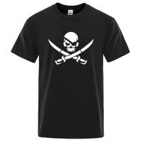 Camiseta De Algodón 100% Para Hombre Y Mujer Con Logotipo De Pirata Y Esqueleto Impresión Divertida T-shirt Suelta Y Transpirable Para El Verano Estilo Casual - details 0
