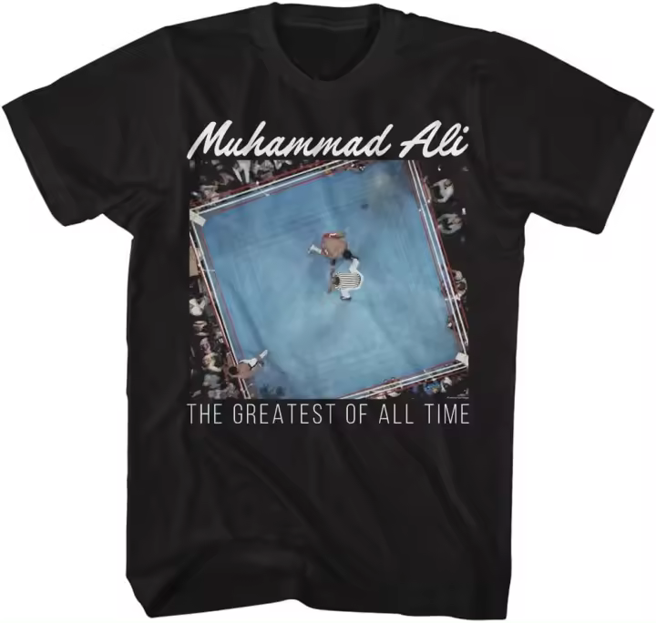 Camiseta de manga corta negra para adultos, camisa con gráfico de boxeo, Muhammad Ali, The Greatest of All Time, Overhead Goat - 1