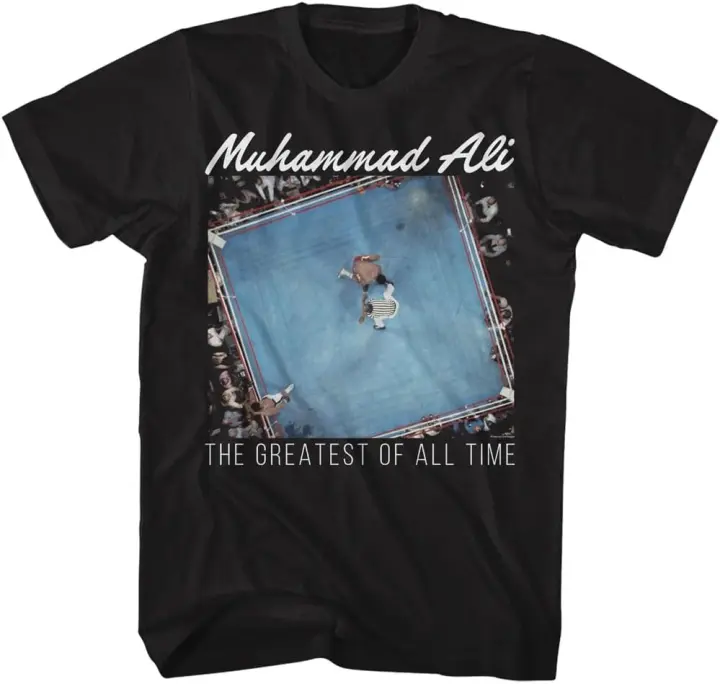 Camiseta de manga corta negra para adultos, camisa con gráfico de boxeo, Muhammad Ali, The Greatest of All Time, Overhead Goat - 1