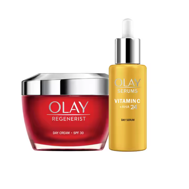 Olay Regenerist Crema Hidratante Con SPF 30, Crema De Día + Olay Sérum Antimanchas De Día Vitamina C + AHA24 50+40ml - 1