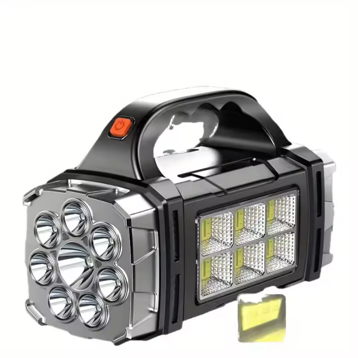 Ultra-brillante 2200W LED Searchlight - Dual Solar y USB recargable, impermeable IP44, Antorcha de Banco de Energía portátil Con haz cegador para Aventuras al Aire Libre - 1