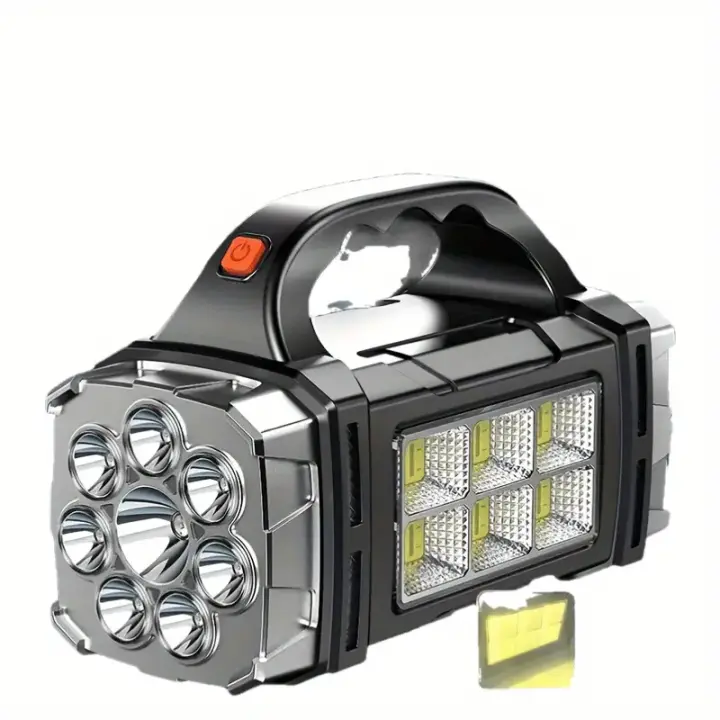 Ultra-brillante 2200W LED Searchlight - Dual Solar y USB recargable, impermeable IP44, Antorcha de Banco de Energía portátil Con haz cegador para Aventuras al Aire Libre - 1