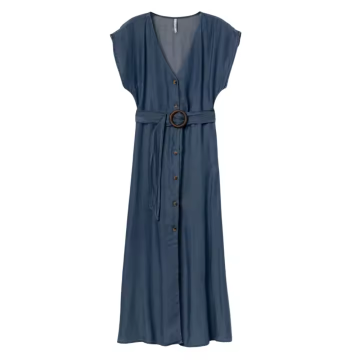 Tiffosi vestido largo con cinturon para mujer 10060699 color azul - 1