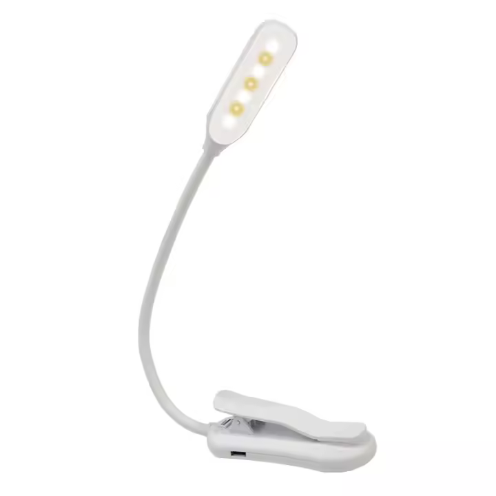 Luz De Lectura Ajustable Recargable USB Con Cuello De Garrafa 7 LEDs Luz Nocturna De Escritorio Para Lectura En La Noche Con Clip De Ganso - 1