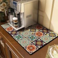 Mantel De Cocina Absorbente Con Diseño Floral Clásico Tapete De Hierro De Diatomeas Para Máquina De Café Tapete De Barra Termoinsulante Lavable Antideslizante Para El Hogar Y Hoteles - details 15