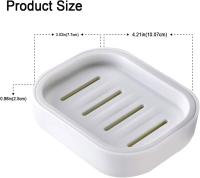 2Pcs Soap Dish, Soap Holder, Portable Shower Soap Box, Non-slip, Dry, Suitable for Bathroom, Kitchen,Easy Cleaning(White & Grey) - details 0