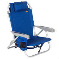 Aktive - Silla de playa plegable, color azul, 50x53x78 cm, asiento XXL, 5 posiciones, cojín acolchado, bolsa térmica, bolsillos, asa de mano y mochila, peso máximo soportado 110 kg, silla de playa reclinable, tejido poliéster - details 0