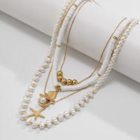 Ingemark 3Pcs/Set Collar De Perla Simulada Bohemio Con Estrella De Mar Y Escalopado Para Mujer Joyería De Cadena Elegante Regalo - details 9