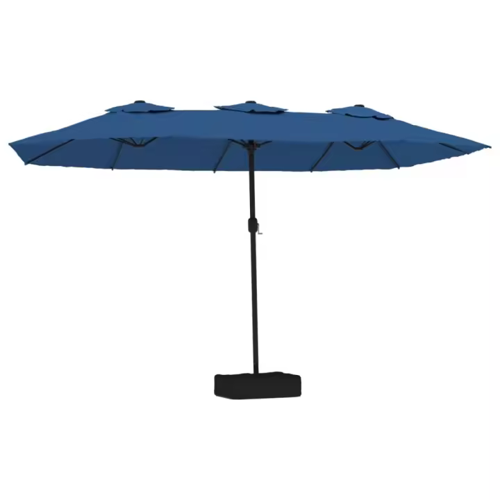 Sombrilla Doble de Jardín con Luces LED Azul Celeste 449x245 cm - 1