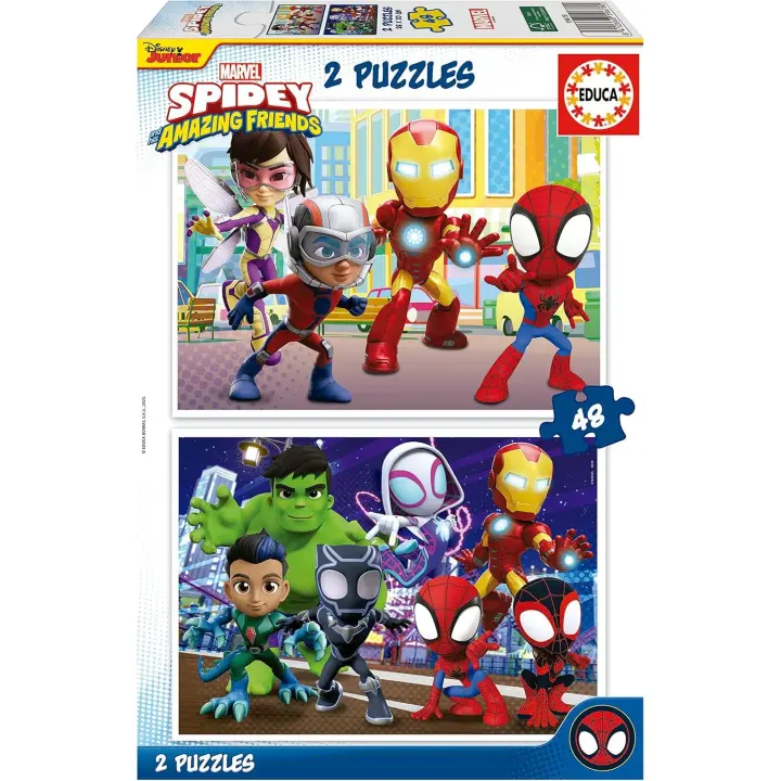 Educa - Set de 2 puzzles infantiles con 48 piezas de cartón  Spidey & Amazing Friends, Marvel Educa 19678 - 1