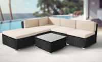 AREBOS® Polyrattan Muebles de jardín Conjunto de jardín Grupo de asientos Negro - details 0