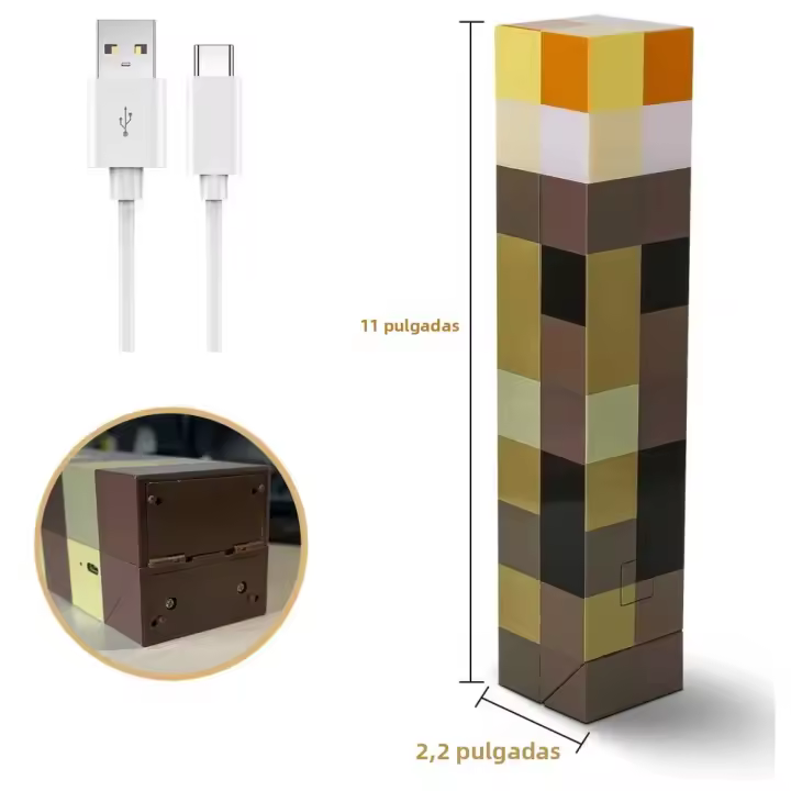 Lámpara De Noche LED Game Brownstone Figura 4 Colores Luz Decorativa Para Dormitorio Cargable Por USB Juguete Para Niños Regalo - 1
