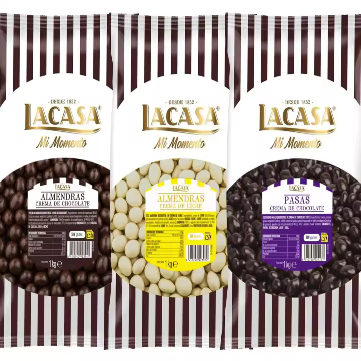 Lacasa Mi Momento pack 3kg bolas: Pasas de Corinto con chocolate Negro ,Almendra con chocolate Negro ,Almendra con chocolate Blanco - 1