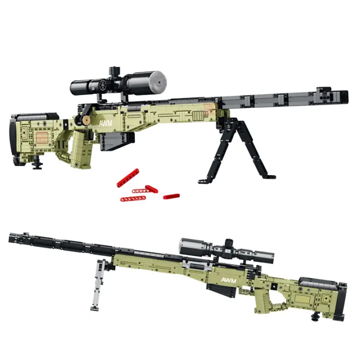 Bloques De Construcción REOBRIX Modelos De Rifles De Asalto Militar AWM Para Jóvenes Y Adultos Juguetes DIY De Armas Grandes Para Niños Y Coleccionistas - 1