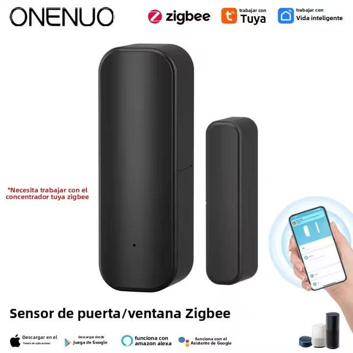 Sensor De Alarma Para Puerta Y Ventana ONENUO Tuya Smart Zigbee Detector De Apertura Y Cierre Compatible Con Alexa Y Google Home - 1