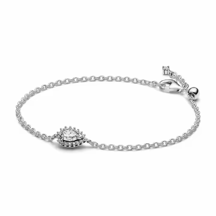 Pulsera Cadena con Halo de Pera Brillante - 1