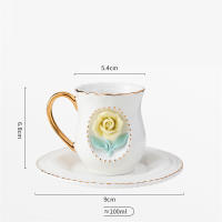 Taza De Rosa Cerámica Artesanal Conjunto De Taza Y Plato Para Café Reutilizable Lavable En Lavavajillas Cerámica Porcelain - details 0