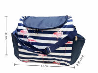 Bolsa Nevera Térmica Grande y Botellero | 4 Tamaños | Rayas Marineras con Flamencos | Picnic, Playa, Camping, Viaje EILV - details 4