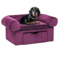 vidaXL Sofá para perros con cajón felpa 75x50x38 cm en color Marrón/Azul/Burdeos y más - details 2