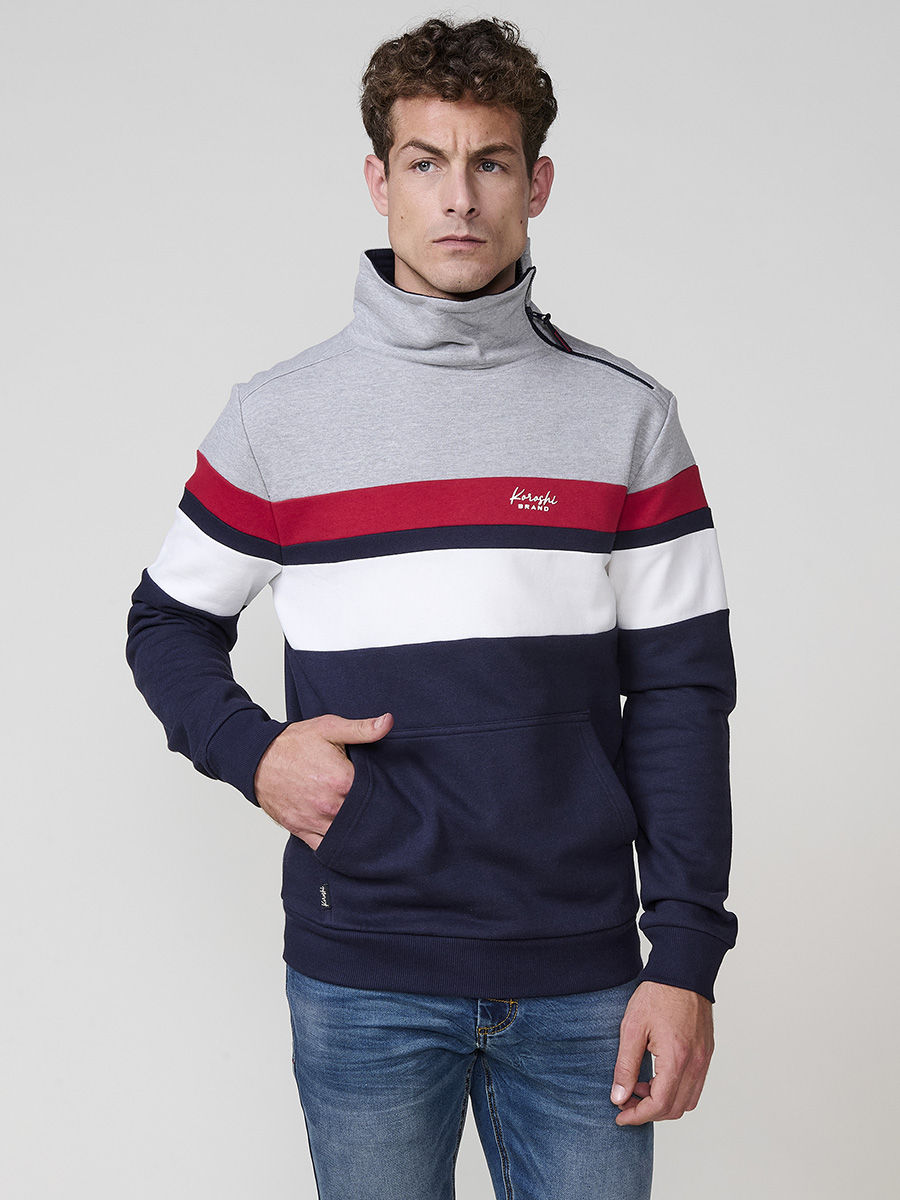 Koroshi Sudadera hombre cuello alto cremallera