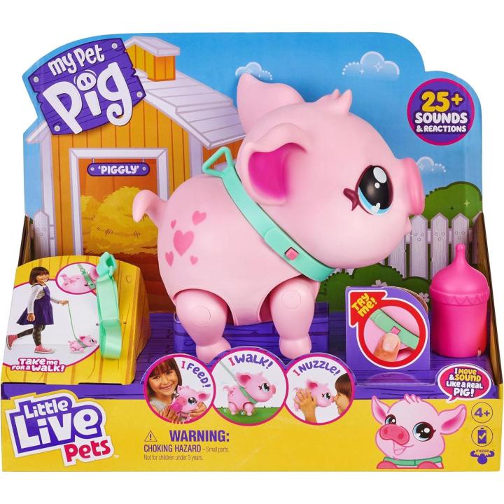 Little Live Pets My Walking Pig cerdita interactiva, Suave y Alegre Que Camina, Baila y te acaricia con la Nariz. Más de 20 Sonidos y reacciones. Pilas Incluidas. A Partir de 4 años. (Moose 26366)
