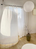Cortina De Living Con Diseño De Grua Japonesa Y Cinturón Blanco Puro Cortina Plegable Moderna Para Ventana Plana Sin Regulación De Luz - details 4