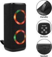 Altavoz bluetooth portátil inalámbrico Dhavit, 2 x 5 W, 18 cm alto, doble luz - Altavoz Bluetooth inalámbrico con efecto de luz, USB, tarjetas TF, radio FM y sonido dinámico - details 0