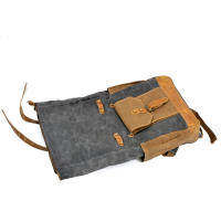Mochipa impermeable de cuero de Lona encerada para Viajes de fin de semana, capacidad para portátil de 45 cm de Altura, mochila para Mujeres y humres - details 2