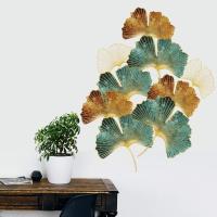 Hojas de baño de gingko (76x87 cm) I Marron Gold Green Blanco Flores Plantas natureleza I adhesivos de los decorativos habitación Salón dormitorio Baños Cocina - details 1