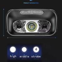 Linterna Frontal Recargable USB 500 Lumen Con Sensor De Movimiento LED Brillante Para Pesca Y Running Sensor Infrarrojo Luz Frontal De 180° Ángulo De Haz Impermeable - details 2