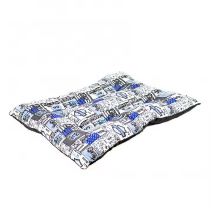 Coshano Cama Cojín para Perros Mascotas con Acolchado Grueso 90x70 Estampado Ruta 66 Azul Motos - Cómoda y Cálida - 1