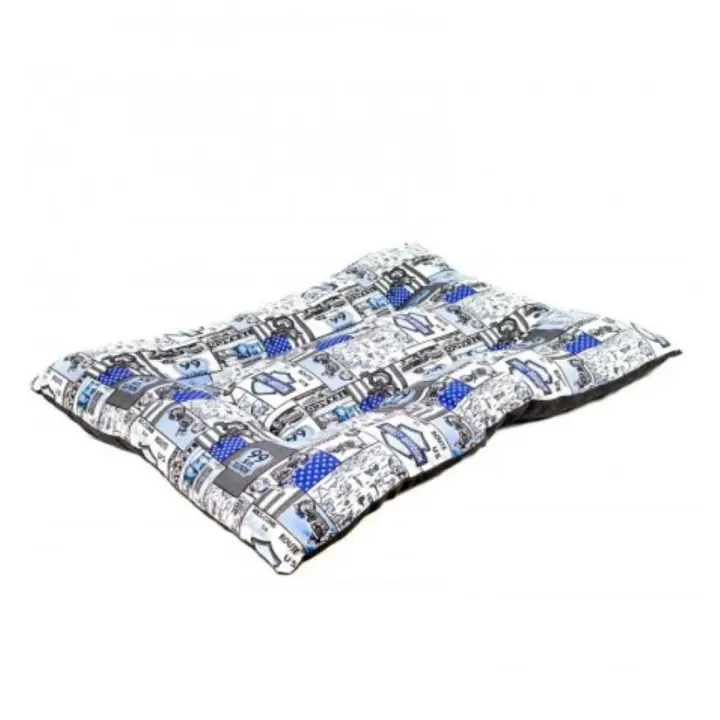 Coshano Cama Cojín para Perros Mascotas con Acolchado Grueso 90x70 Estampado Ruta 66 Azul Motos - Cómoda y Cálida - 1