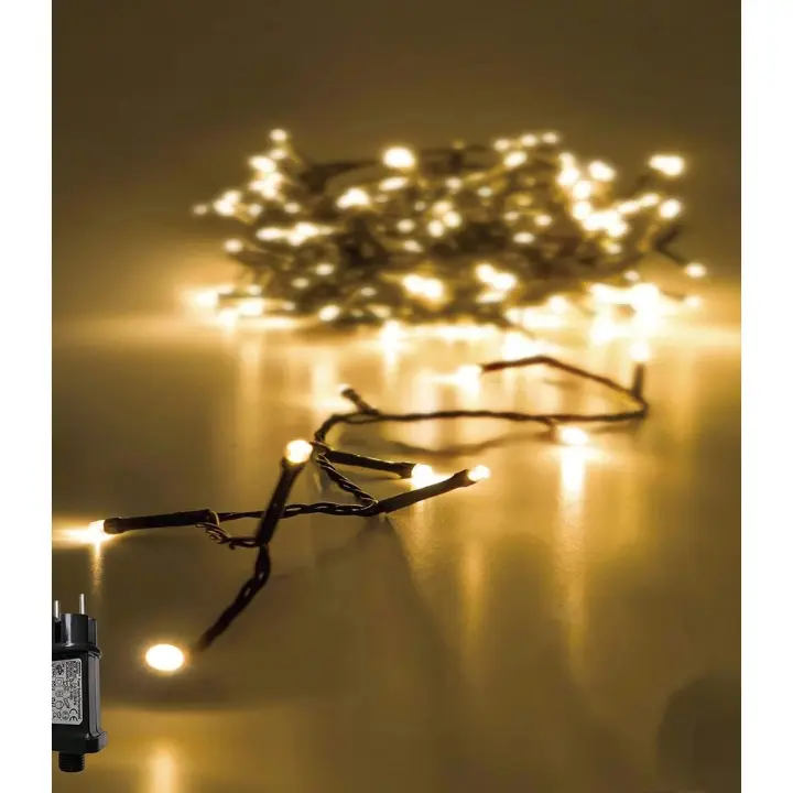 PLUS HOME Guirnalda Luces Led de Navidad Uso Interior/Exterior IP44 Impermeable 100 LED 5M Cable Blanco Luz Cálida [Clase de Eficiencia Energética A+++] - 8 Funciones del Modo - 1