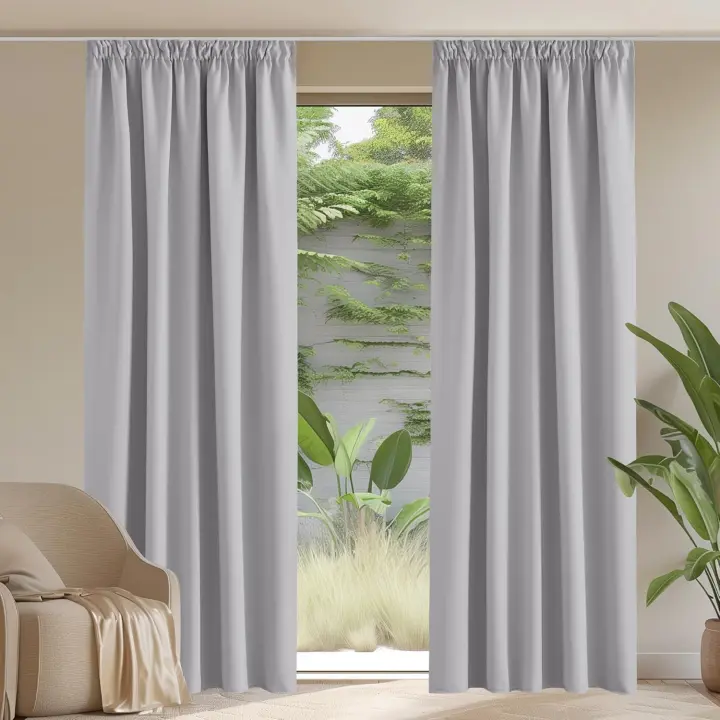Cortinas Aislantes Termicas Cortinas Dormitorio Cortas Cortinas Opacas para Riel Blackout Curtains Cortinas Cocina Ventana 2 Piezas, 140x145 CM, Verde Claro - 1