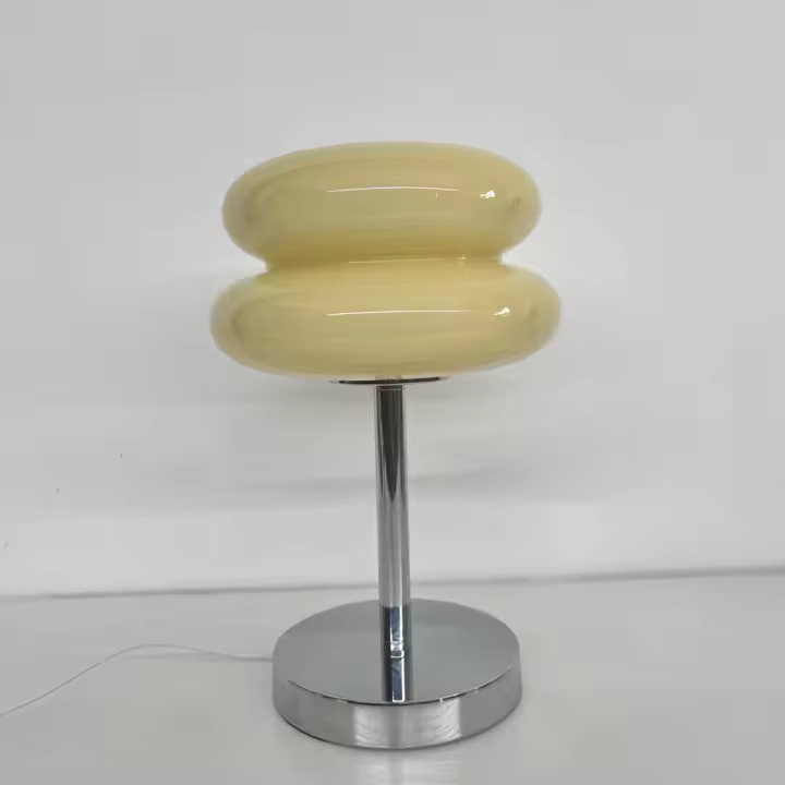 Lámpara De Mesa De Vidrio Macaron Con Iluminación Dimmable Tricolor Protección Para Los Ojos Para Decoración De Dormitorio Y Sala De Estar Moderno - 1