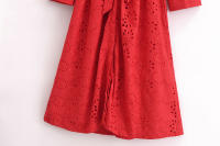 Vestido Largo De Estilo Europeo Y Americano Para Mujer Con Cinturón Y Bordado Manga Completa Moda De La Temporada De Otoño Ajustable Y Versátil - details 4