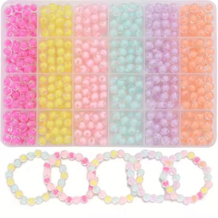 Kit De Hacer Pulseras Con Bolas De Arcilla Polimérica Rosa Con Varias Combinaciones Y Hebilla De Concha Y Cierre De Langosta - 1